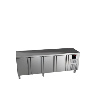 Baza refrigerata cu 4 usi din inox, control electronic al temperaturii, racire fortata, izolatie poliuretanica, cu sertare GN 1/1 si afisaj digital