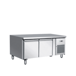 Masa frigorifica cu 2 usi, cu rebord, inox AISI 304, -2°C/+8°C