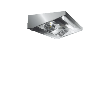 Hota perete snack cu motor 200x110x45H mm din inox cu 4 filtre labirint