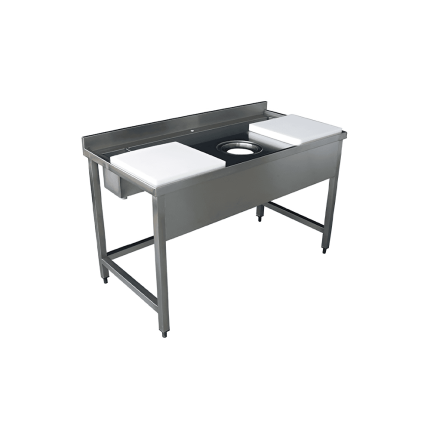 masa preparare peste inox 1900x700x850 mm blat polietilena gaura debarasare