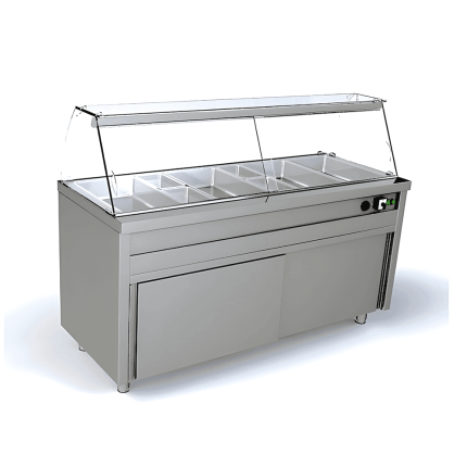 modul cald bain marie self service 6 gn 1/1 cu protectie sticla