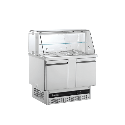 Bufet rece 3 GN 1/1 cu vitrina din inox pentru autoservire horeca