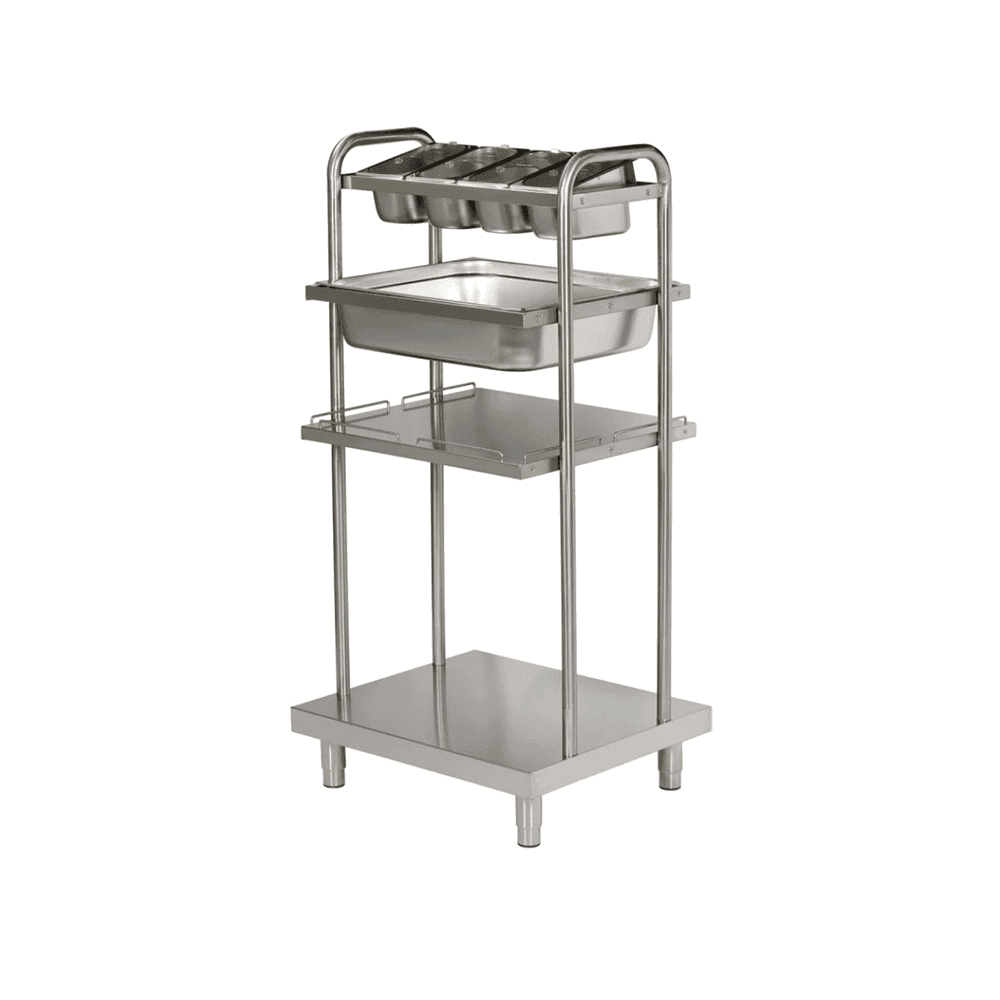 Distribuitor tacamuri, paine si tavi pentru autoservire distribuitor tacamuri paine tavi inox linie autoservire 740x660x1500 mm
