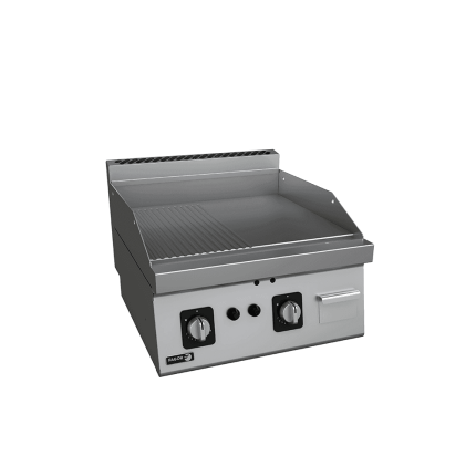 fry top mixt cromat pe gaz linia 600, suprafata neteda si striata fagor horeca