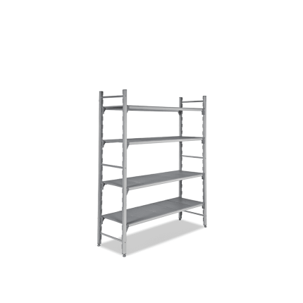 Raft aluminiu cu polite polipropilena 970x500x1800 mm pentru depozitare horeca