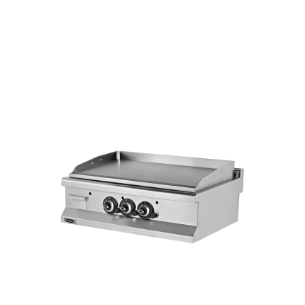 Fry-top pe gaz mixt 900 profesional, suprafata neteda si striata, echipament horeca din inox