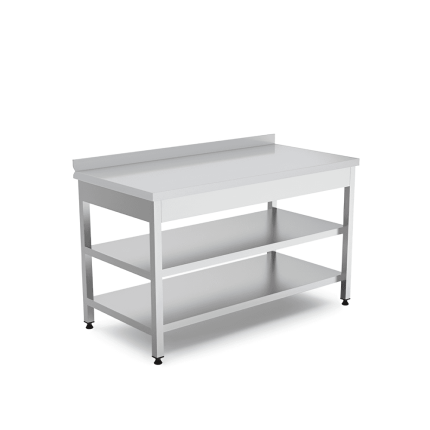 masa de lucru inox cu 2 polite 1600x700x850 mm, masa profesionala horeca