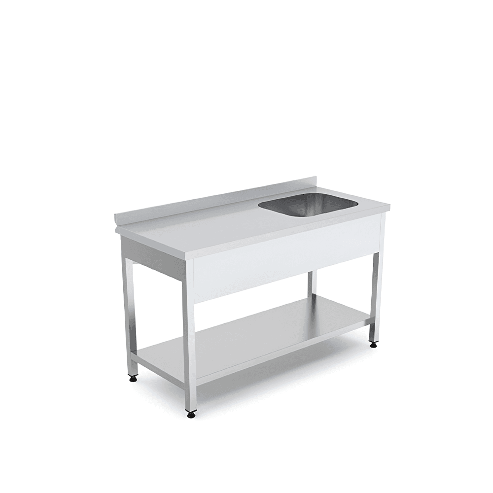Masa lucru cuva incastrata dreapta polita si rebord 120x70 cm inox Masa lucru cuva incastrata dreapta polita si rebord 120x70 cm din inox