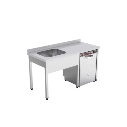 spalator cuva dreapta fara polita scurgator suspendat 140x70 cm inox horeca