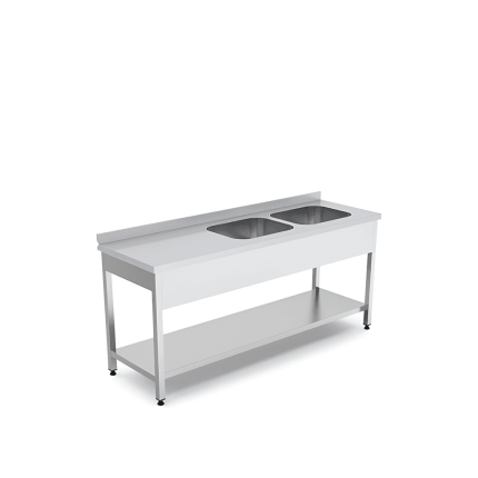 Spalator 2 cuve dreapta cu polita 140x70 cm din inox