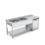 spalator 2 cuve stanga cu scurgator suspendat inox 160x70 cm horeca