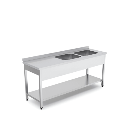 spalator 2 cuve dreapta cu polita inox 160x70 cm