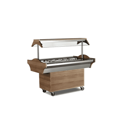 bufet cald 4xgn 1/1 profesional cu iluminare si geam de protectie