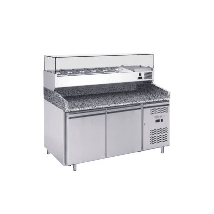 banc pizza 2 usi fara vitrina ingrediente blat granit inox 1510x800x1000 mm
