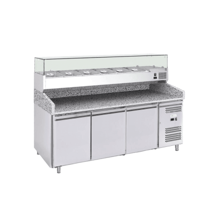 banc pizza 3 usi din inox cu blat granit 2020x800x1000 mm