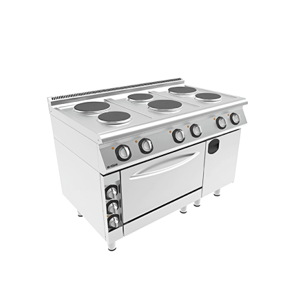 Masina de gatit cu 6 plite cu cuptor si dulap inchis 120x90x85 echipament horeca