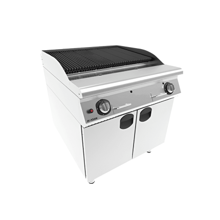 Gratar dublu cu roca vulcanica linia 700 pe suport inchis, echipament profesional horeca