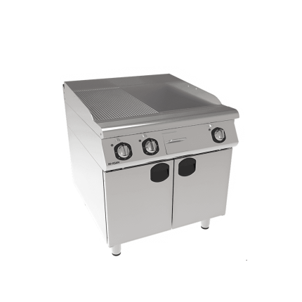 fry top mixt striat electric cu suport inchis placa neteda si striata inox profesional horeca 12 kw
