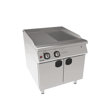 fry top mixt gaz cu suport inchis placa neteda si striata inox profesional horeca 14 kw