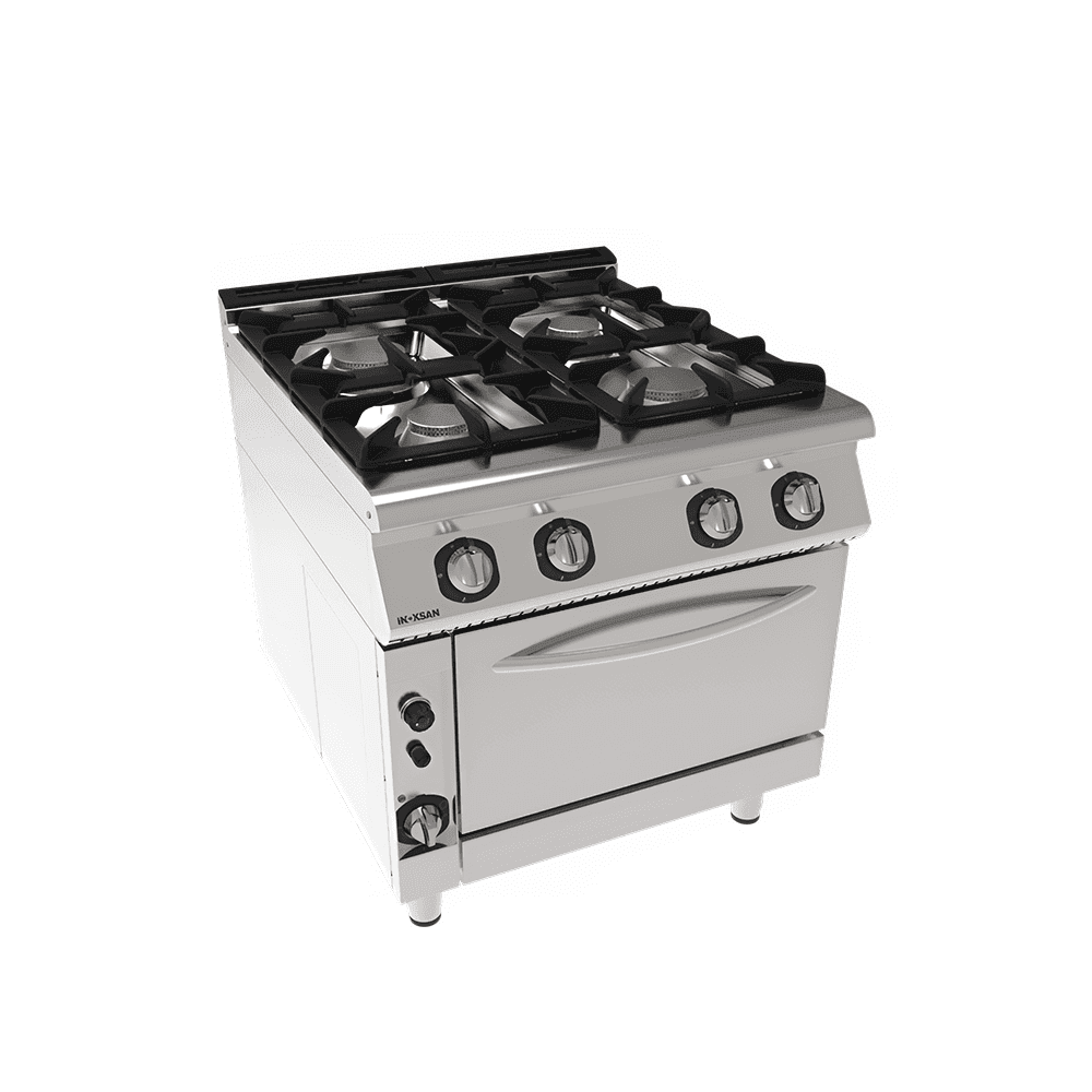 Masina de gatit 4 ochiuri cu cuptor gaz – 38.5 kW Masina de gatit cu 4 ochiuri si cuptor pe gaz 38.5 kW echipament horeca
