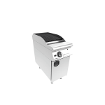 Gratar grill pe gaz cu roca vulcanica si placa striata, cu suport inchis, echipament profesional horeca
