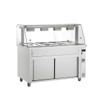 bufet cald bain marie 4 gn 1/1 cu vitrina dulap neutru horeca inox