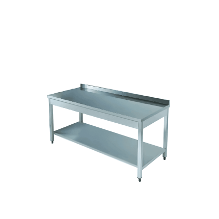 masa de lucru inox cu polita si rebord 160x70 cm