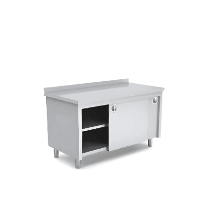 masa lucru tip dulap cu usi glisante inox 160x70 cm