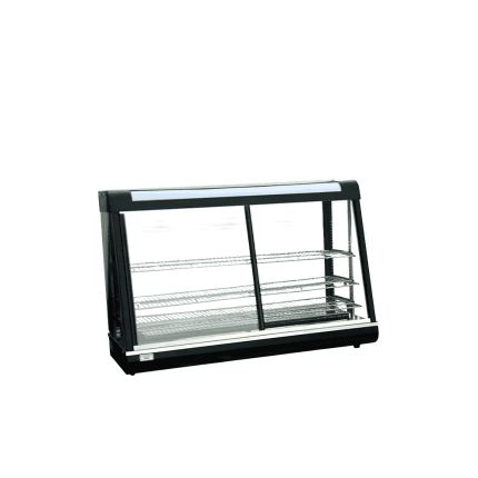 vitrina calda de bar cu 3 polite si usi culisante pentru produse calde horeca