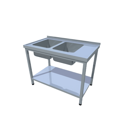 spalator 2 cuve pe stanga cu polita inox 1600x600x850 mm