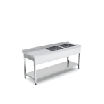 spalator inox doua cuve dreapta cu polita 160x70 cm