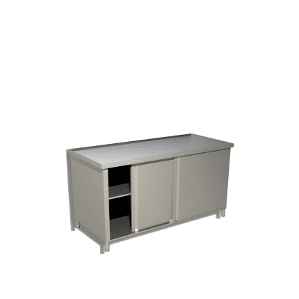 masa dulap inox cu usi glisante 1200x700 pentru bucatarie profesionala horeca