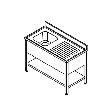 spalator inox o cuva stanga 1200x600 mm cu picurator dreapta