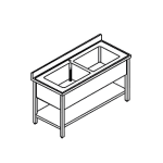 spalator inox 2 cuve 1200x700 cu polita